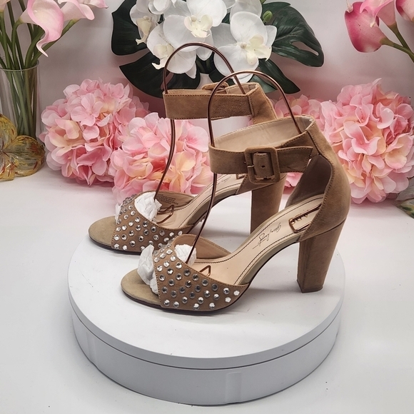 ABS Allen Schwartz Shoes - ABS Open-toed Rhinestone Pumps Size 8